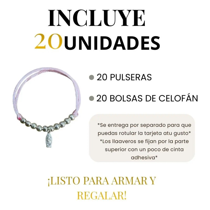 20 Pulseras Virgen Decenario Recuerdo Para Eventos Sociales