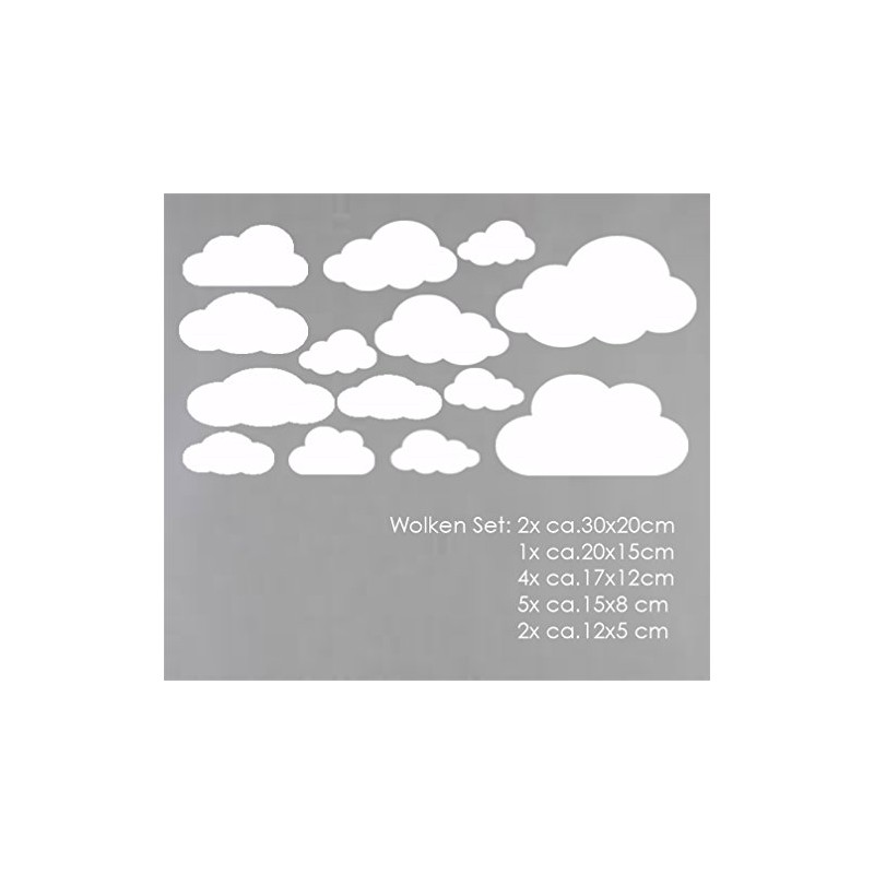 MacDecal.de Clouds Set of 16 Large Cloud Wall Stickers, Wall