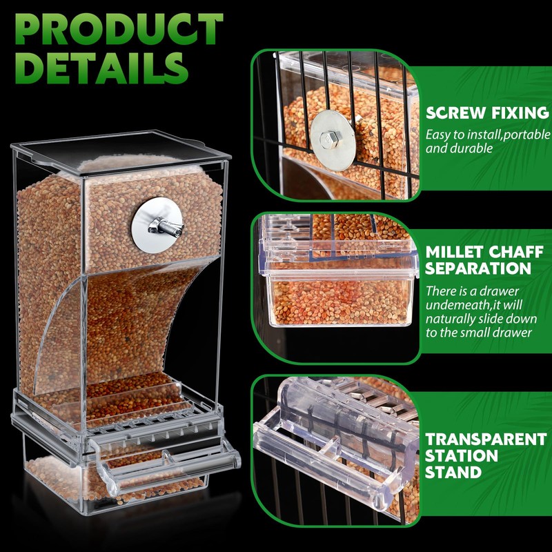 Yaomiao 4 Pcs No Mess Bird Feeders Automatic Parrot Water