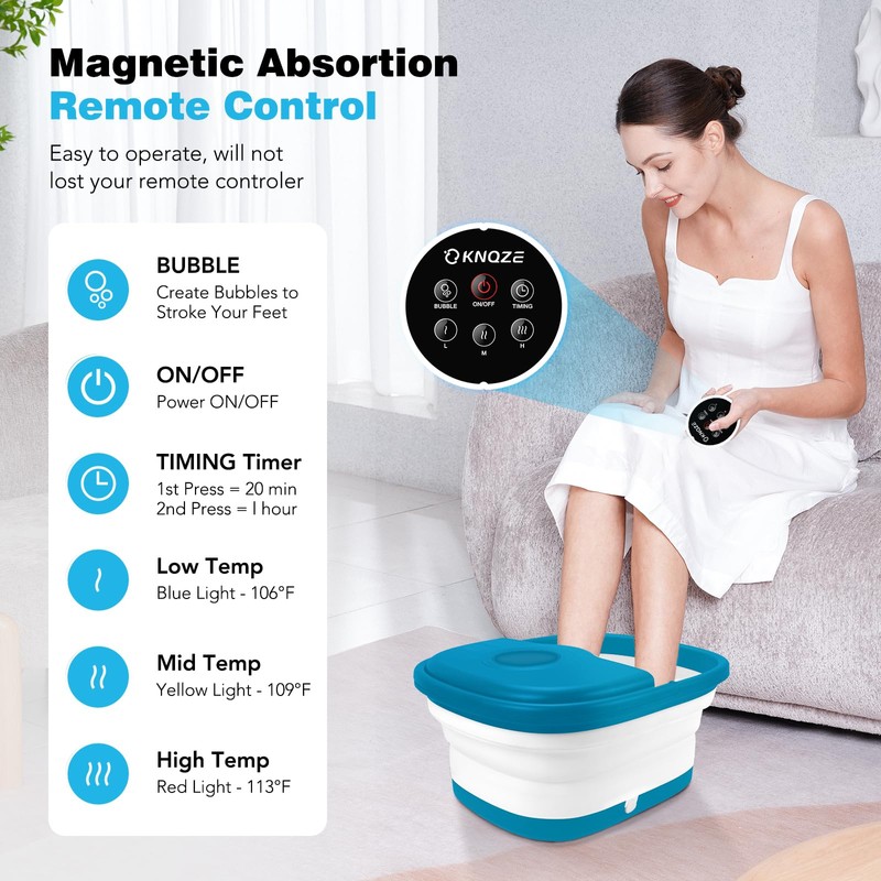 Collapsible Foot Spa Bath with Heat, Remote Control, Temperature Control,