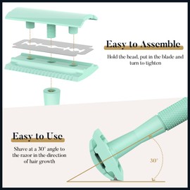 ENNVA Double Edge Safety Razor, Single Blade Razor with 10 Blades, One Blade Razor for Women, Razors for Men One Blade, Reusable Razor Women, Metal Safety Razor Kit, Free of Plastic - Mint Green