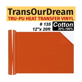 TransOurDream Matte Orange HTV Heat Transfer Vinyl Roll for All Cutter Machines - 12'' x20ft PU Red Orange Iron on Vinyl for T-Shirts - Thin and Easy to Weed