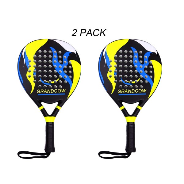 Padel Tennis Racket Racquet Carbon Fiber Power Lite Pop EVA Foam POP Tennis Paddle Paddleball Racket Racquets (2Pcs Black)