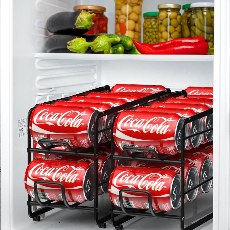 Canyave Soda Can Organizer Storage Rack, 2 Pack Stackable Beverage