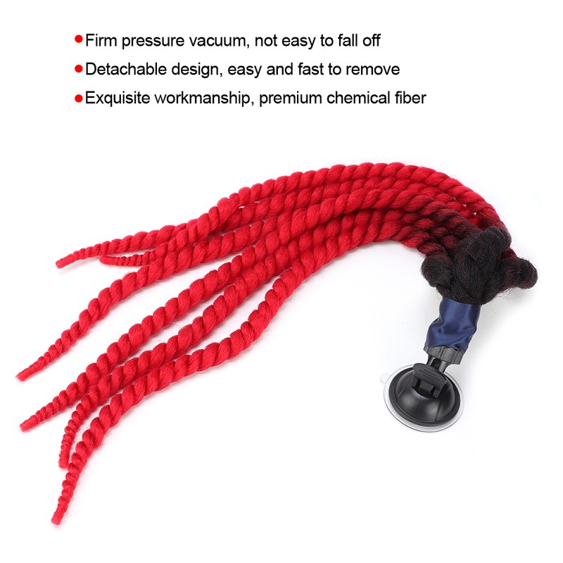 27.6in Motorcycle Helmet Hair Ponytail Braids Detachable Pigtails with Suction