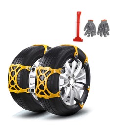 Topteng 6PCS Snow Tire Chains for Car SUV, Anti-skid Thick Tendon Emergency Thickening Snow Chains for Car Tires
