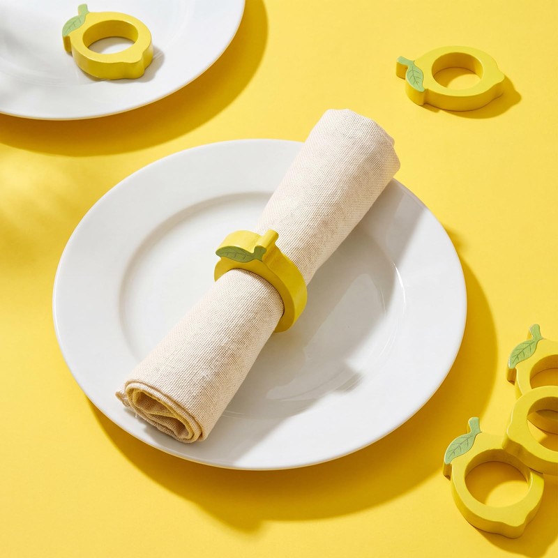 Gandeer 12 Set Lemon Napkin Rings Wooden Lemon Napkin Ring