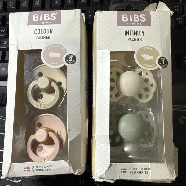 BIBS Pacifiers Infinity/ Colour Nipple 2 PACK X2, Size 0-6