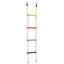 vidaXL Rope Ladder for Kids - 4 Rungs Multicolour PE Material Outdoor Climbing Ladder with Metal Mounting Rings for Swing Sets and Playgrounds