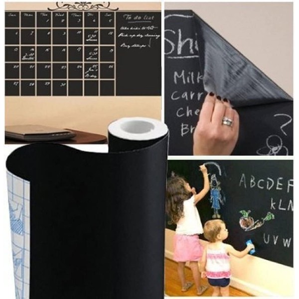 Chalk Board Wall Sticker Chalkboard Contact Paper 1.5 ft. x 6.6 ft. Self Adhesive DIY Blackboard Removable Vinyl Decal Wallpaper Peel and Stick, with Bonus 5 Chalks (1 Roll 1.5ft.x6.6ft.)