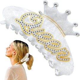 Exquisite QUEEN Hair Claw Clip, Hen Party Accessories for Women Girls, Rhinestone Banana Claw Clip Bride To Be Accessories for Bridesmaid Wedding Party