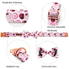 Lionheart glory Dog Collar pink Dog Bow Collar for Female Dogs Collar with Bow Adjustable Bowtie Collar Cute Patterns for Small Dogs Pet Gift