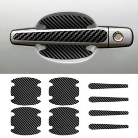 8PCS Car Door Handle Scratch Protectors, Carbon Fiber Car Door Handle Bowl Sticker, Universal Auto Doors Handles Paint Guard Cover, Doors Handles Cup Protective Film for Cars (Black)