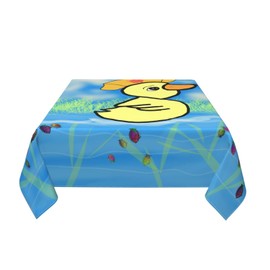 BROLEO Swimming Duckling Picture Square Decorative Tablecloth 60"x60" : Good Wrinkle Resistance Suitable for Dining Table Coffee Table