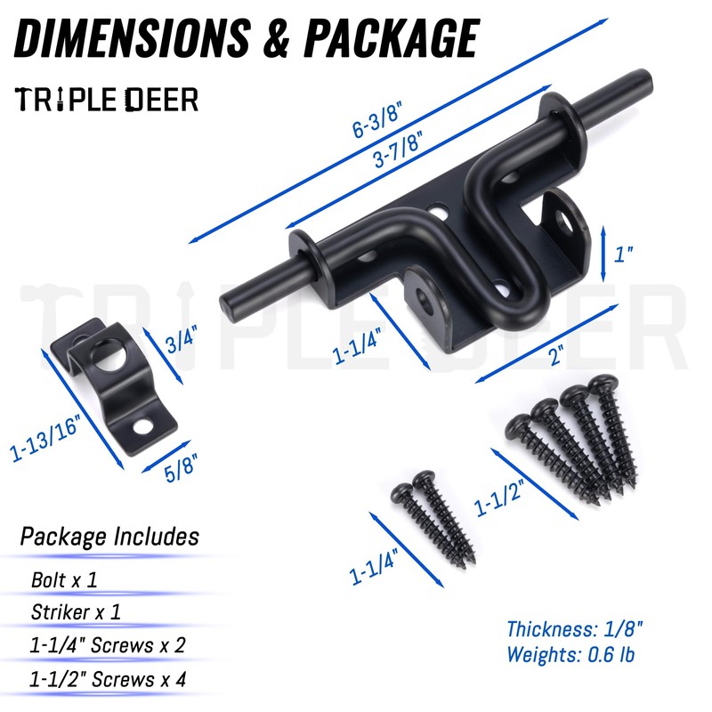 TRIPLE DEER Heavy Duty Slide Bolt Gate Latch, Sliding Bolt