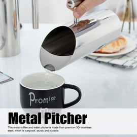 Lybunair 304 Stainless Steel Pitcher Streamlined Coffee Jug Carafe with Sturdy Large hatacity and Ergonomic Handle, 2L (Straight 2 liters)