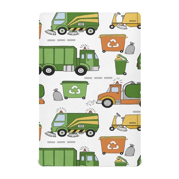 Mazeann Garbage Trucks Car Crib Sheets Soft Breathable Fitted Baby