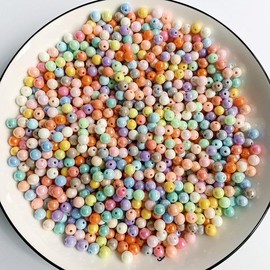 DAHI Beads for threading acrylic beads, multicoloured, round craft beads for bracelets, jewellery (ab6 mm)