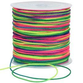 TONIFUL 1mm x 100 Yards Rainbow Nylon Cord Satin String for Bracelet Jewelry Making Rattail Macrame Waxed Trim Cord Necklace Bulk Beading Thread Kumihimo Chinese Knot Craft