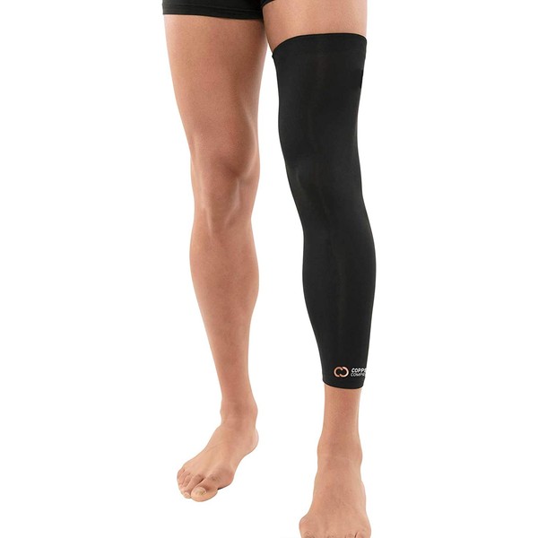 Copper Compression Full Leg Sleeve - Guaranteed Highest Copper Sleeves + Pants. Single Leg Pant Tights Fit for Men and Women. Copper Knee Brace Thigh Calf Support Socks. Basketball, Arthritis (Small)