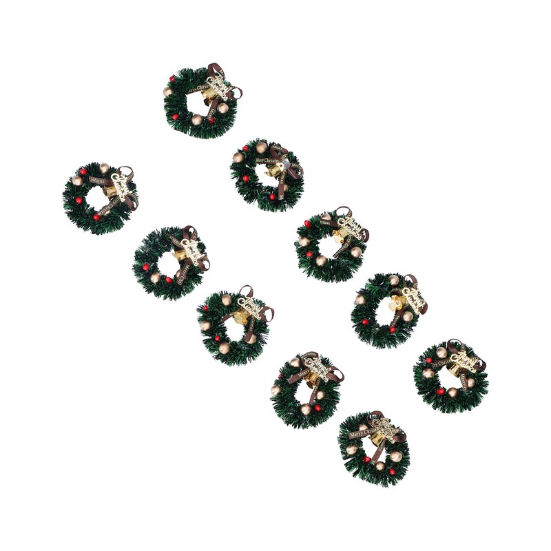 10Pcs Christmas Wreaths Miniature Scene Models Dollhouse Accessories for Above