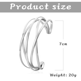 TTPSRY Bracelet Twist Snake Cuban Paper Clip Bracelets Adjustable Metal Cross Cuff Bracelet Waterproof Bangle Jewellery for Women Girls, Copper