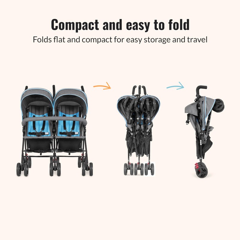 Dream On Me Volgo Twin Baby Stroller, Lightweight Side-by-Side Double