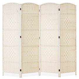 Corelax Room dividers 6 ft. Tall , Extra Wide Freestanding Privacy Screen with Diamond Woven Fiber, Foldable Panel Partition Wall Divider, Hinged Room Dividers