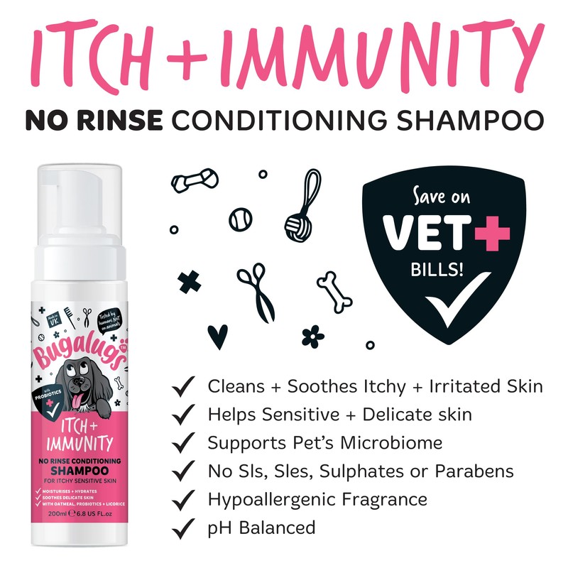 Bugalugs Itch & Immunity Dog No Rinse Shampoo Sensitive Skin