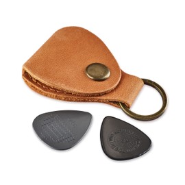 Leather Guitar Pick Holder Keychain, Guitar Pick Holder Case Bag, Plectrum Key Fob Cases Bag, Gift for Guitar Players (Vintage Brown)