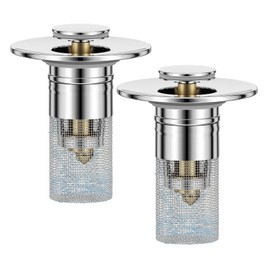 2pcs Sink Stopper with Filter: Anti-Clog Pop-Up Drain Filter Stopper with Odor Block for Kitchen/Bathroom Sinks