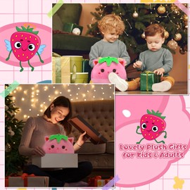 MUFEIRUO Strawberry Cat Plush Pillow, 30 cm Cute Cat Stuffed Animals Toy for Kids, Soft Stuffed Cat Doll for Girls Boys (40cm Strawberry Cat)