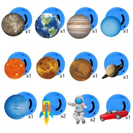 Konsait Solar System Hanging Swirls Decorations(14Pack), Spiral Streamers for Solar System Outer Space Themed Party Supplies for Kids Birthday Party Decorations