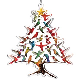 Hummingbird Christmas Ornament, Colorful Acrylic Hummingbird Ornament, Stacked Hummingbirds Gifts for Women, Bird Lovers, Humming Bird Decor, Xmas Home Decorations, 4.4x3.7 in (1PC)