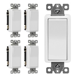 ENERLITES 4-Way Decorator Light Switch, Four Way Rocker Switch, Gloss Finish, Ground Wire Lead Attached, Residential/Commercial Grade, 15A 120V/277V, UL Listed, 94150-W-5PCS, White, 5 Pack