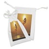 Ambesonne Tree Fabric Pouch Set of 2, Lonely Sunset Tree