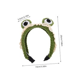 Healvian Cute Frog Headband for Skincare Soft Knitted Yarn Hairband for Women Comfortable Non Slip Spa Facial Makeup Hair Accessory for Washing Face