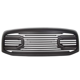 KUAFU Front Hood Bumper Grille Compatible with 2006-2009 Dodge RAM 2500 3500 2006-2008 Dodge RAM 1500 Replacement Shell Big Horn Horizontal Style Grill W/O Light- Matt Black