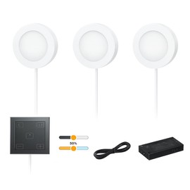 VST Under Cabinet Lights CCT 3000K-6000K, Puck Lights Color Temperature and Brightness Adjustable with Touch Switch and ETL Listed Led Driver, Plug in Led Light for Kitchen Under Cabinet 3pack