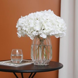 Tifuly - Hortensias artificiales con tallos, 12 piezas, hortensias de seda artificiales para centro de mesa, boda, fiesta, decoración de baby shower (Color blanco).