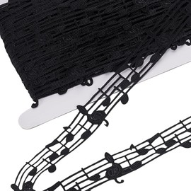 FINGERINSPIRE 20 Yards Hollow Music Note Ribbon 1-1/8 inch Cut Out Music Craft Ribbon Black Musical Decorative Ribbon Engraved Music Notation Ribbon for Cloth Gift Wrapping Music Birthday Party Decor