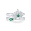 Santuzza 925 Sterling Silver White Lily Ring Green Spinel Cubic