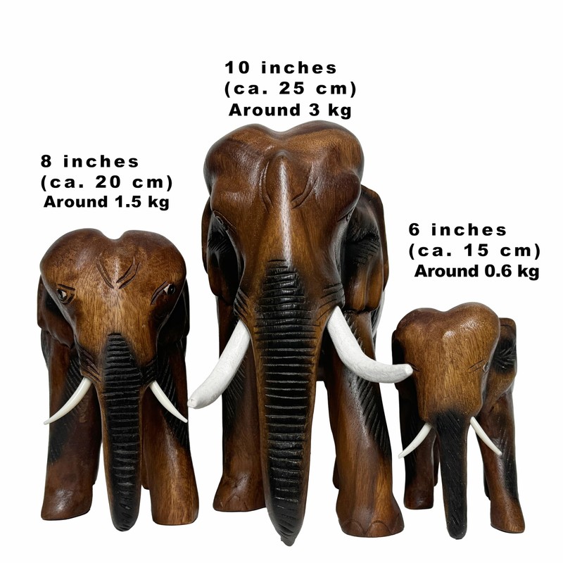 Crafty Artisan Hand carved wooden elephants ornaments for the home