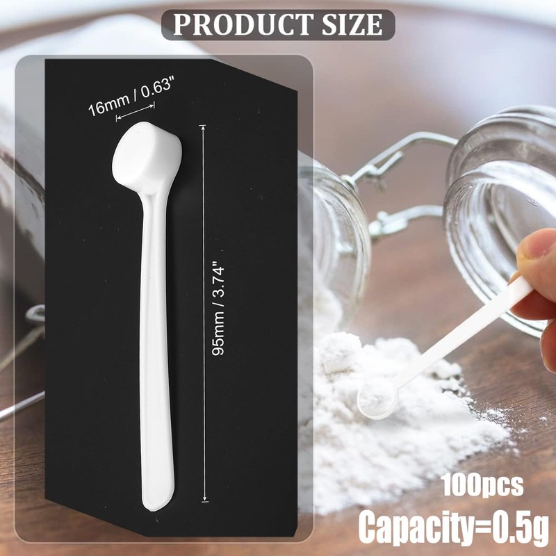 100pcs 0.5g Measuring Spoon, Mini Powder Scoops Teaspoon Micro Scoops