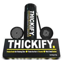 THICKIFY Hair Fibres for Thinning Hair Undetectable & Natural - 28g Bottle - Completely Conceals Hair Loss Instantly - Hair Thickener & Topper for Fine Hair for Women & Men (Black)