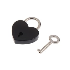 2PCS Heart Shaped Mini Lock Metal Locks with Keys for Luggage Handbag Diary Valentine's Day Gift-Black
