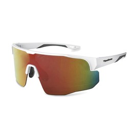 WarBird Deep State Polarized Sunglasses - White Matte Frame w/Red Shield Lens - Protective Eyewear for Shooting & Outdoor Recreation