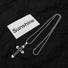 LUSKINNO Traditional Men's Titanium Steel Cross Necklace, Black Bright Cross