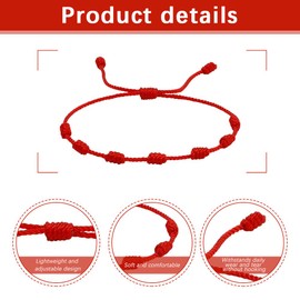 Nsetriu Red 7 Knots Bracelet, Wristband for Protection, Red Cord Braceletcupid, Adjustable, Unisex