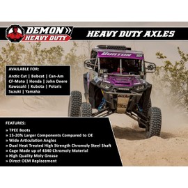 Demon Powersports Rear Left Heavy Duty Axle (2006-09) (2011-2013) Yamaha Rhino 450/660/700, Dual Heat Treated High Strength, Wider Angles OEM: 5UG-F531H-21-00, 5B4-F531H-00-00